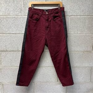Zara Man Burgundy Cropped Tux Jeans